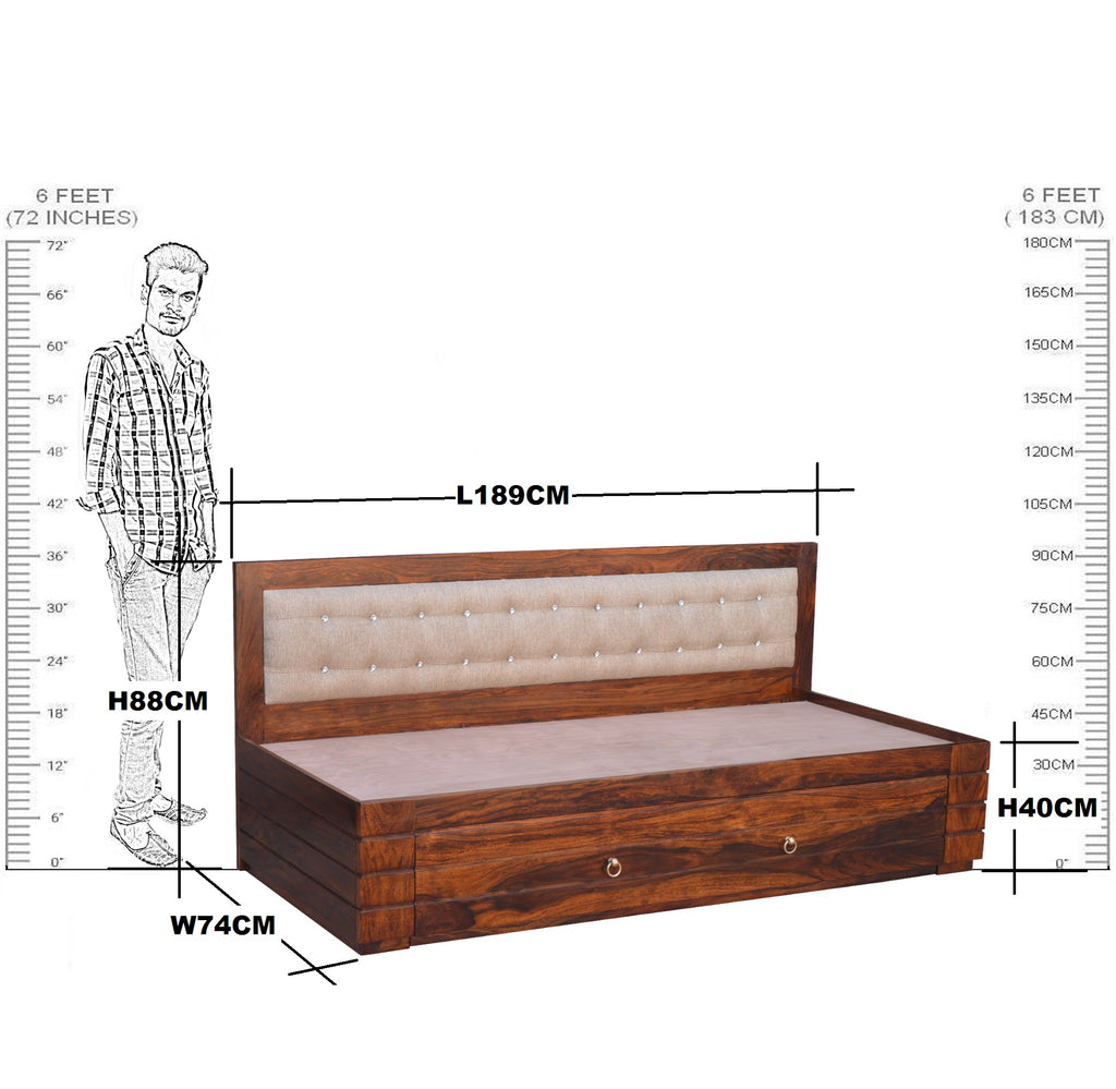 Solid Wooden Stripe Sofa Cum Bed