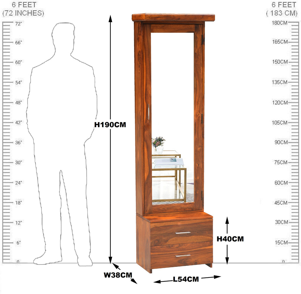 Solid Sheesham Wood Dressing With Mirror Storage