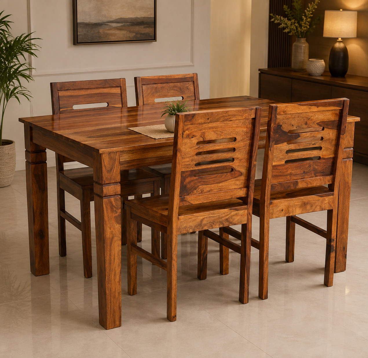 Sheesham Wooden Dining 4 Seater Set