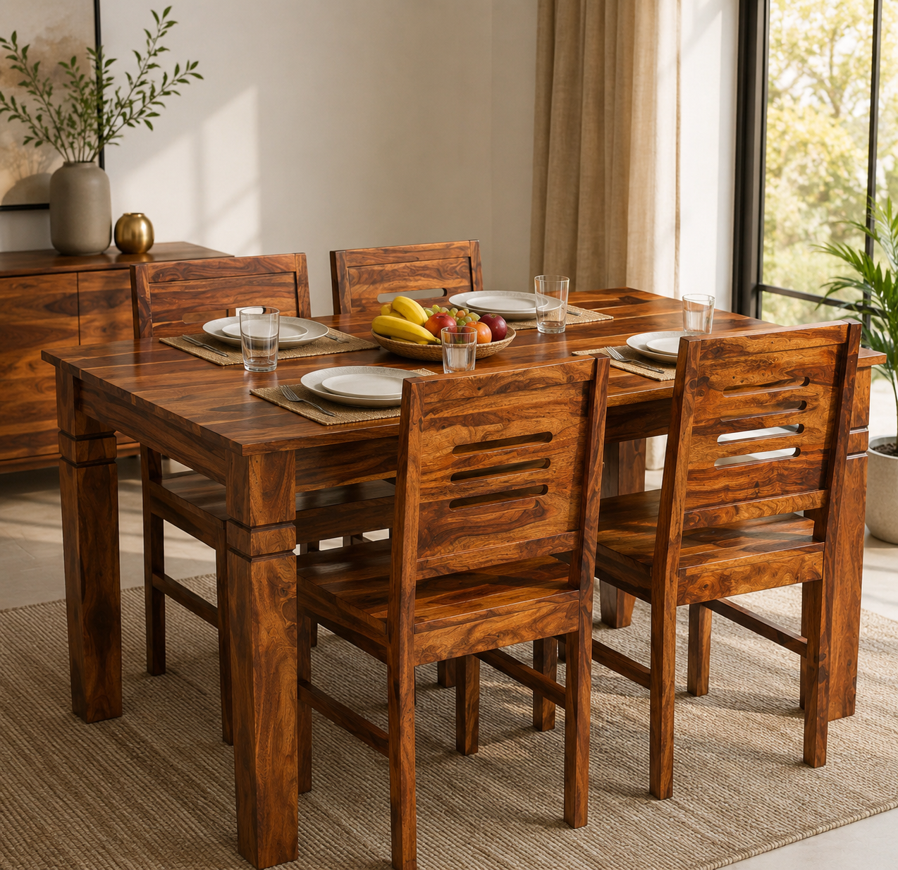 Sheesham Wooden Dining 4 Seater Set