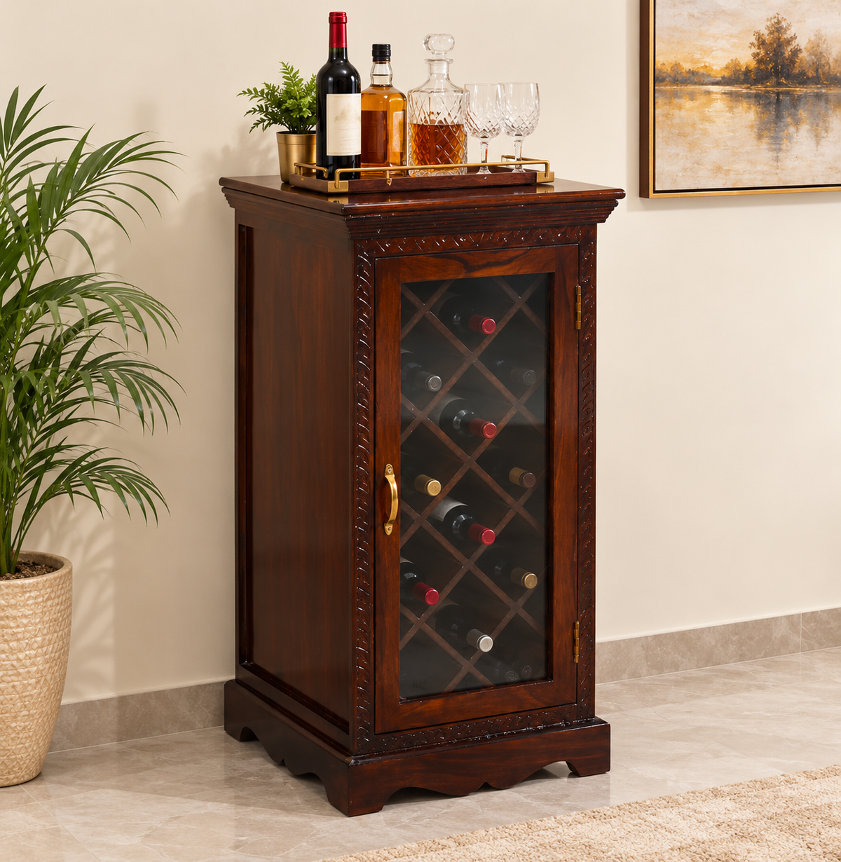 Solid Wood Bar Wine Bottle Rack