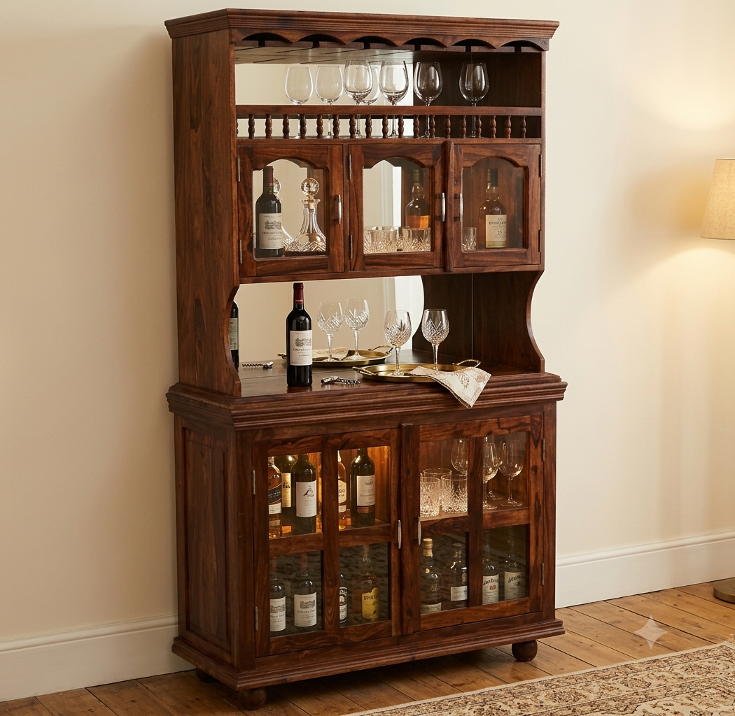 Solid Wood Bar Counter With Storage