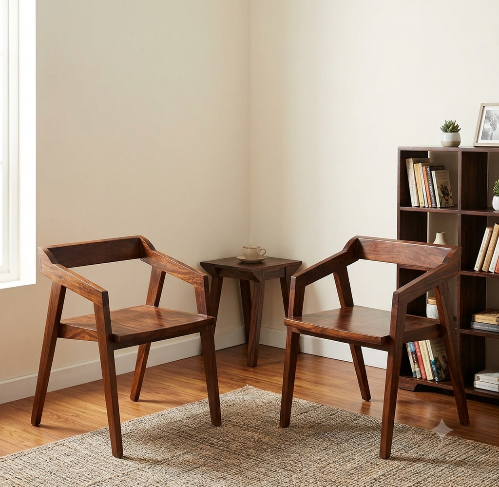 Solid Wood Arm Chair Wooden Top