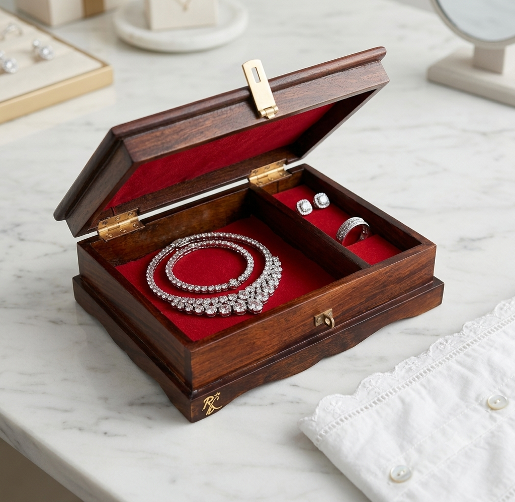 Solid Sheesham Wood Jewellery Box