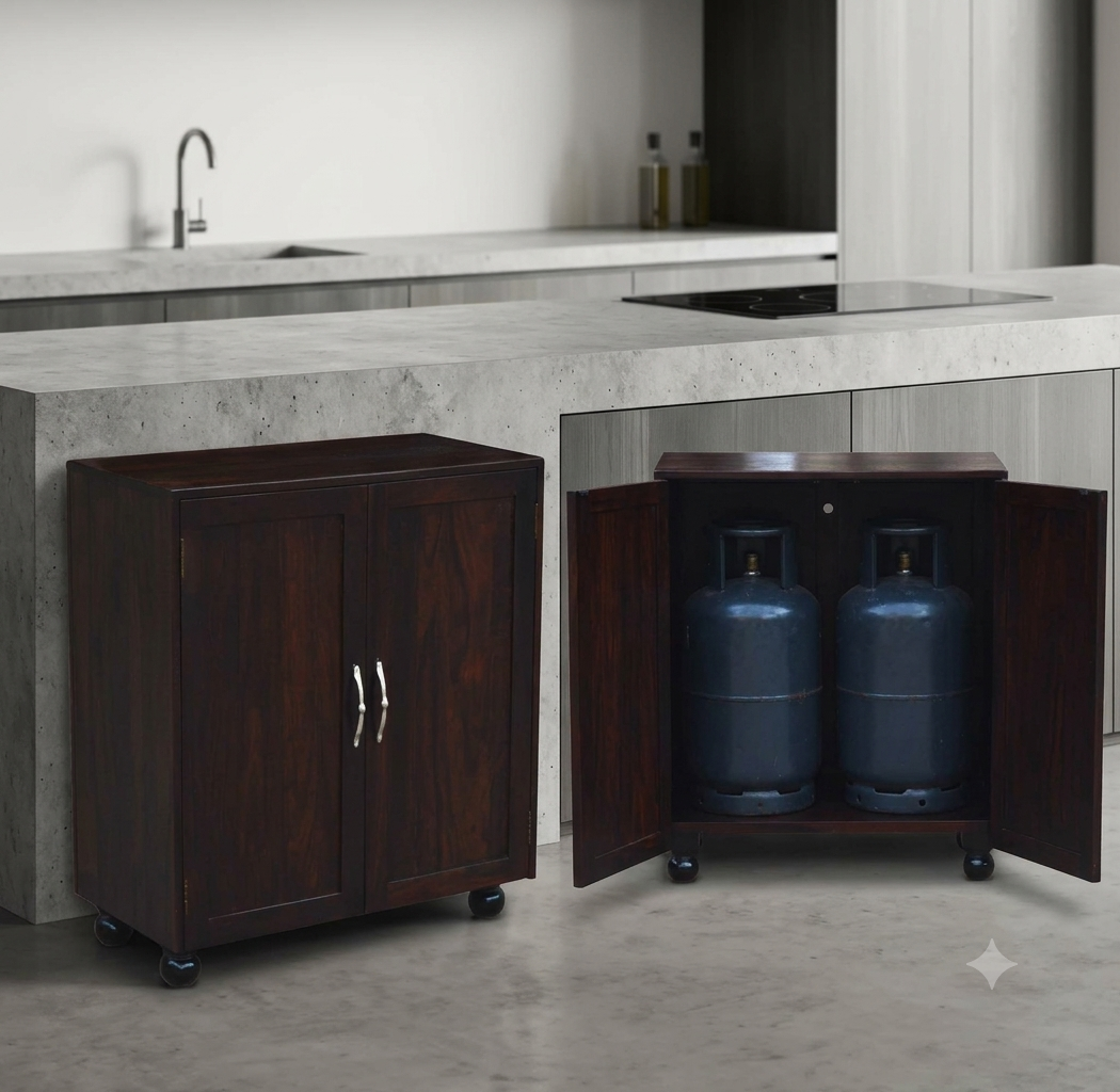 Solid Sheesham Wood Gas Cylinder Box