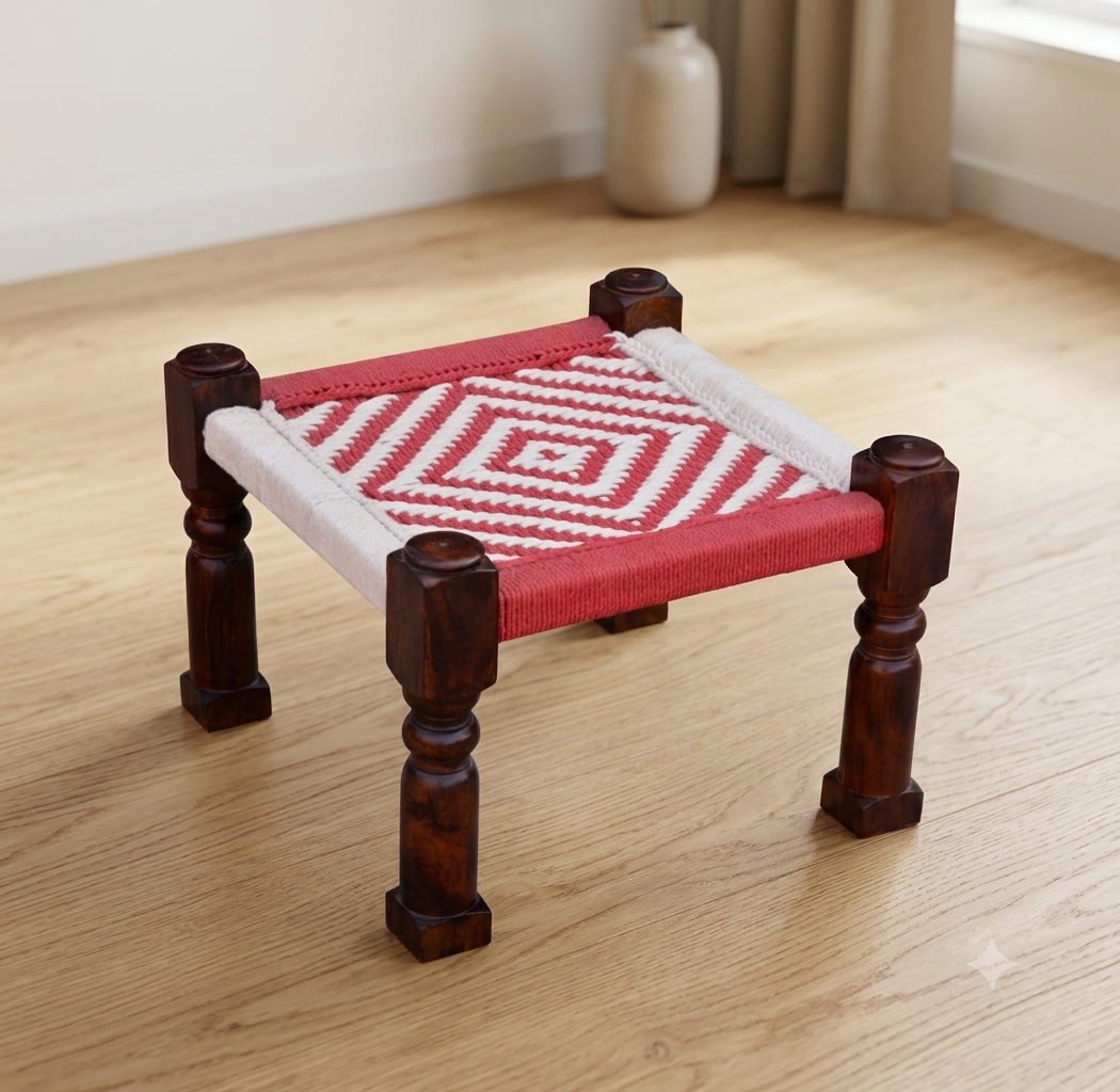 Solid Sheesham Wood Rajasthani Piddha / Wooden Rajasthani Chair