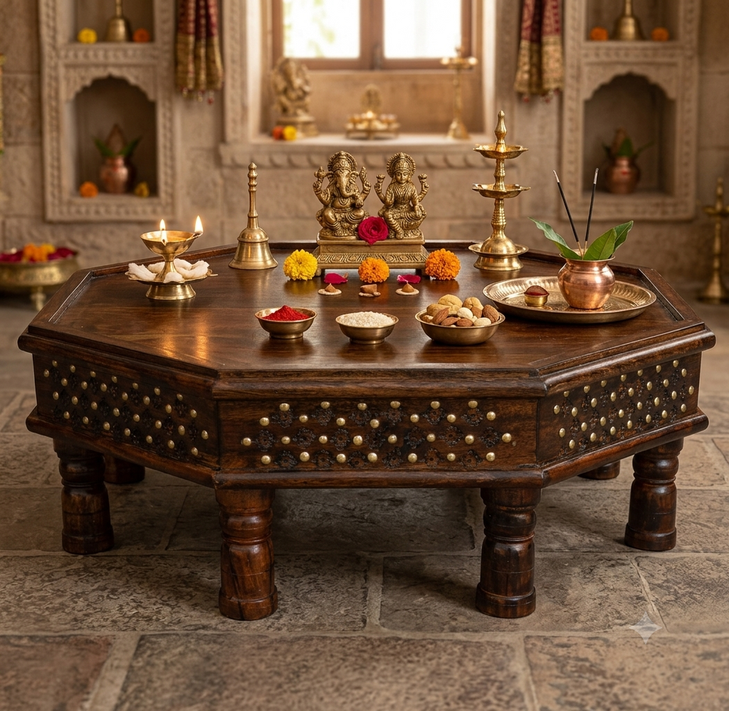 Solid Wood Jiksa Jali Chowki | Solid Wood Bajot
