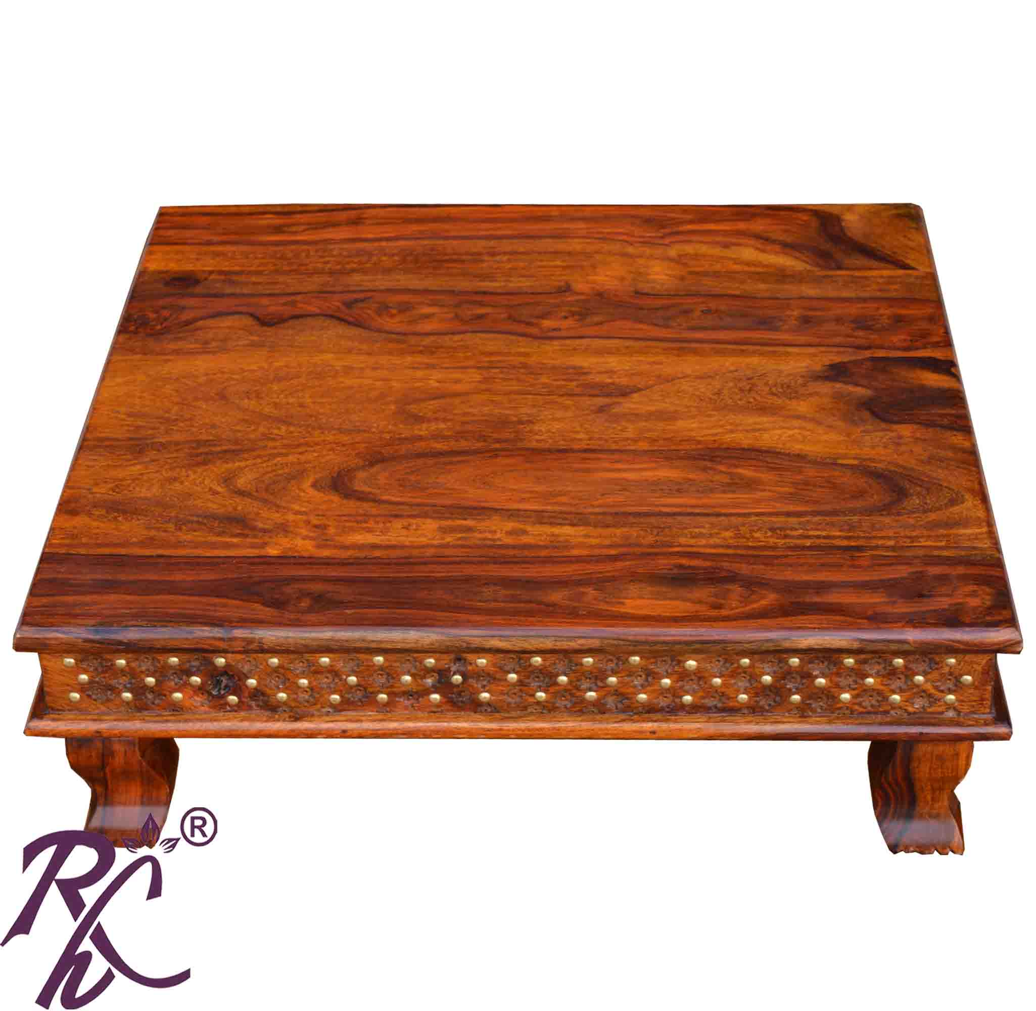 Solid Sheesham Wood Jiksa Jali Design Bajot / Wooden Chowki
