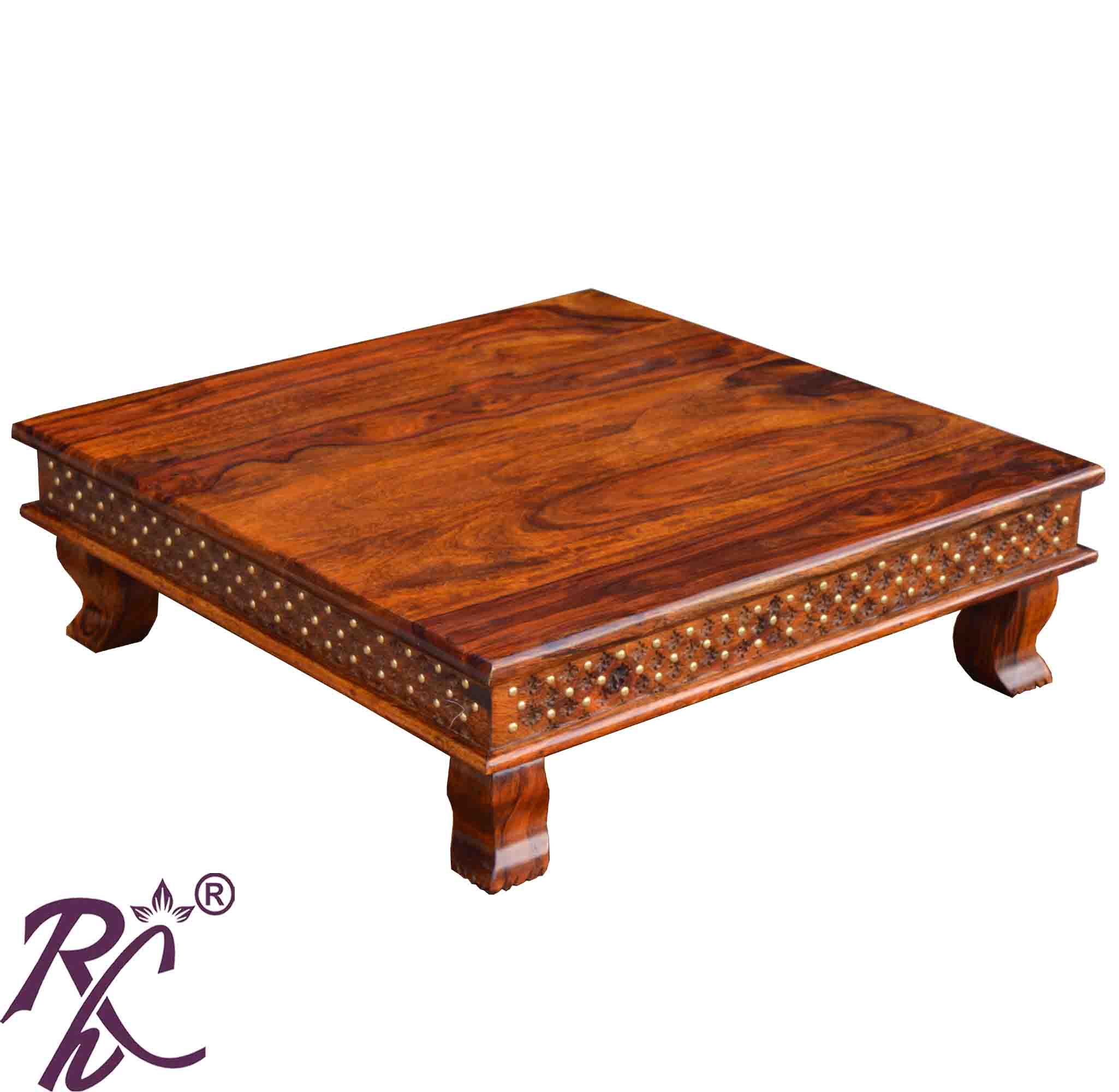 Solid Sheesham Wood Jiksa Jali Design Bajot / Wooden Chowki