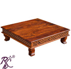Solid Sheesham Wood Jiksa Jali Design Bajot / Wooden Chowki