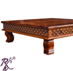 Solid Sheesham Wood Jiksa Jali Design Bajot / Wooden Chowki