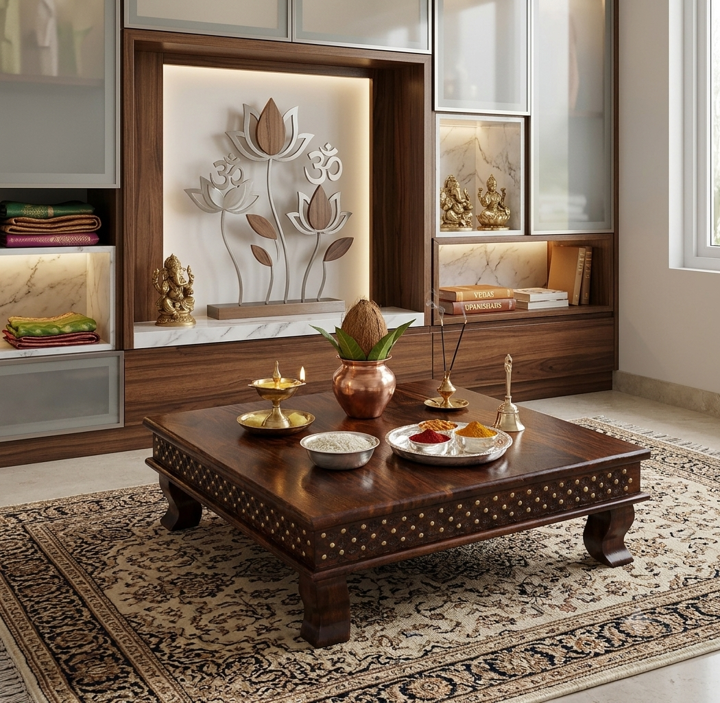 Solid Sheesham Wood Jiksa Jali Design Bajot / Wooden Chowki