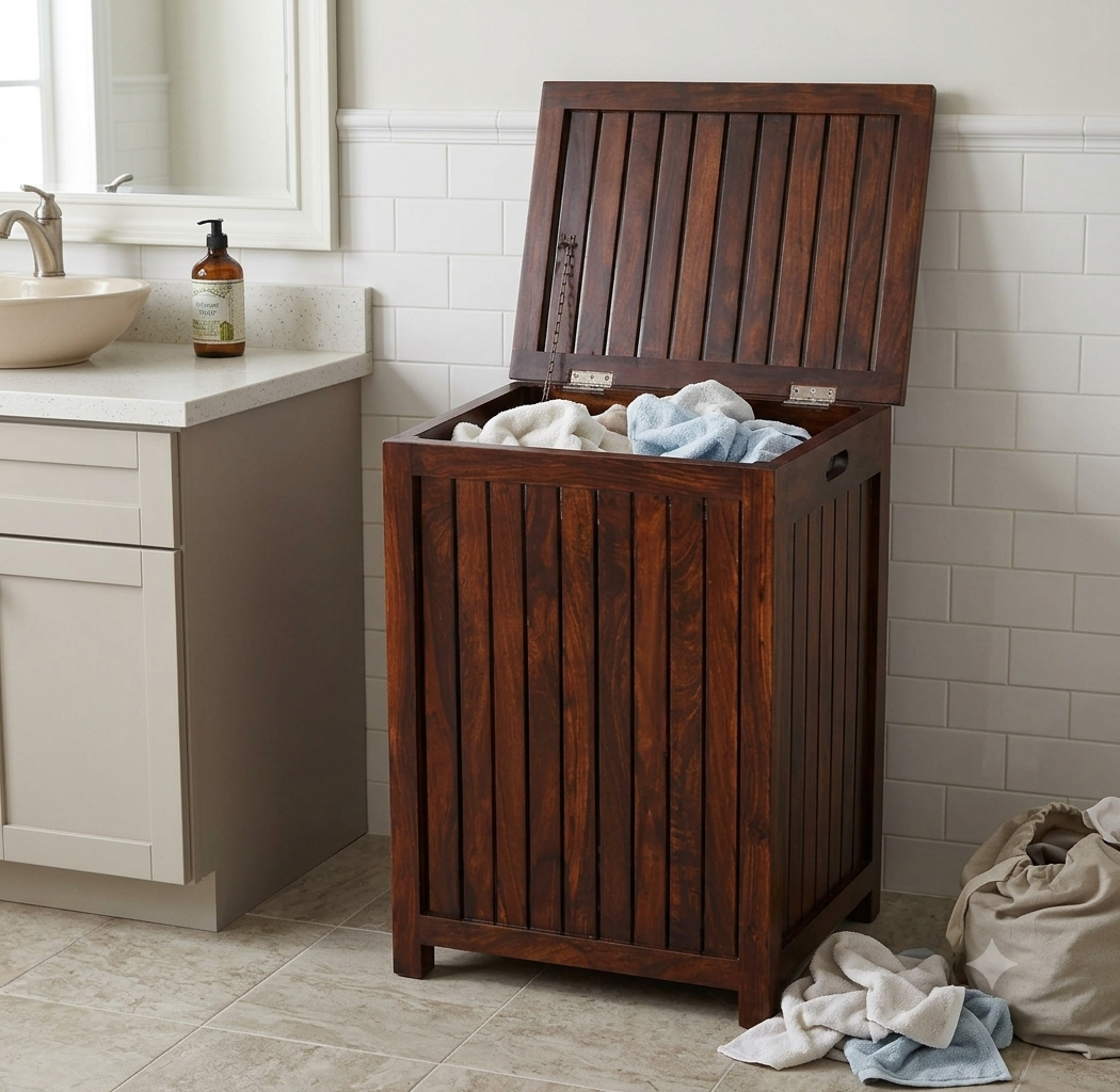 Solid Wood Sheesham Laundry Cloth Box