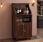 Solid Wood Wooden Bar Cabinet | Wooden Small Bar Cabinet Glass Hanging Shelf