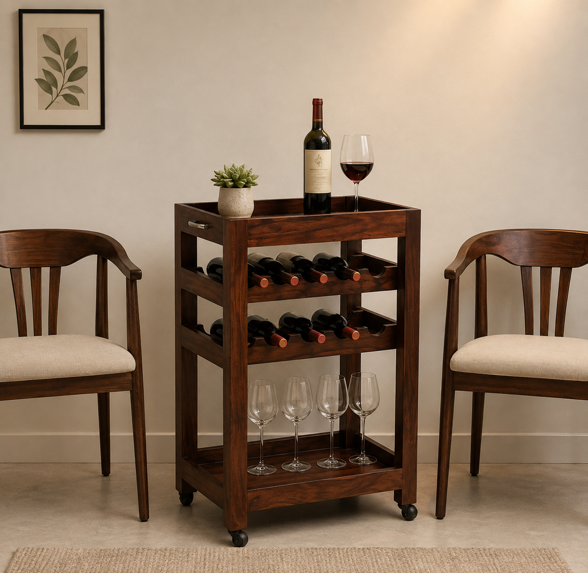 Solid Wood Bar Trolley