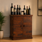 Solid Wood Stripe Door Design Bar Cabinet S