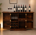 Solid Wood Stripe Door Design Bar Cabinet S