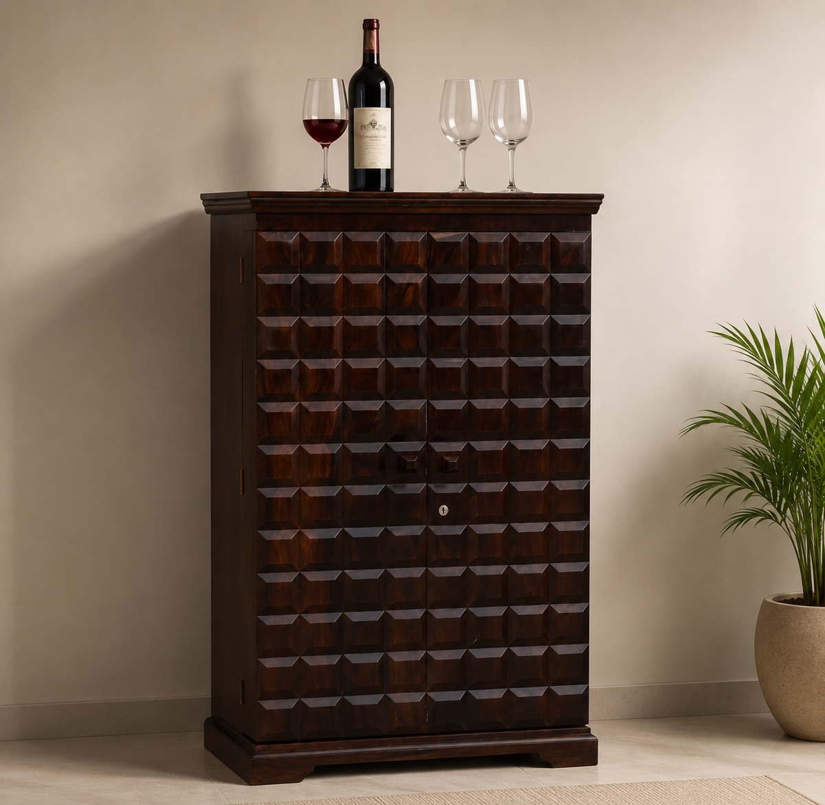 Solid Wood Cadbury Door Design Bar Cabinet