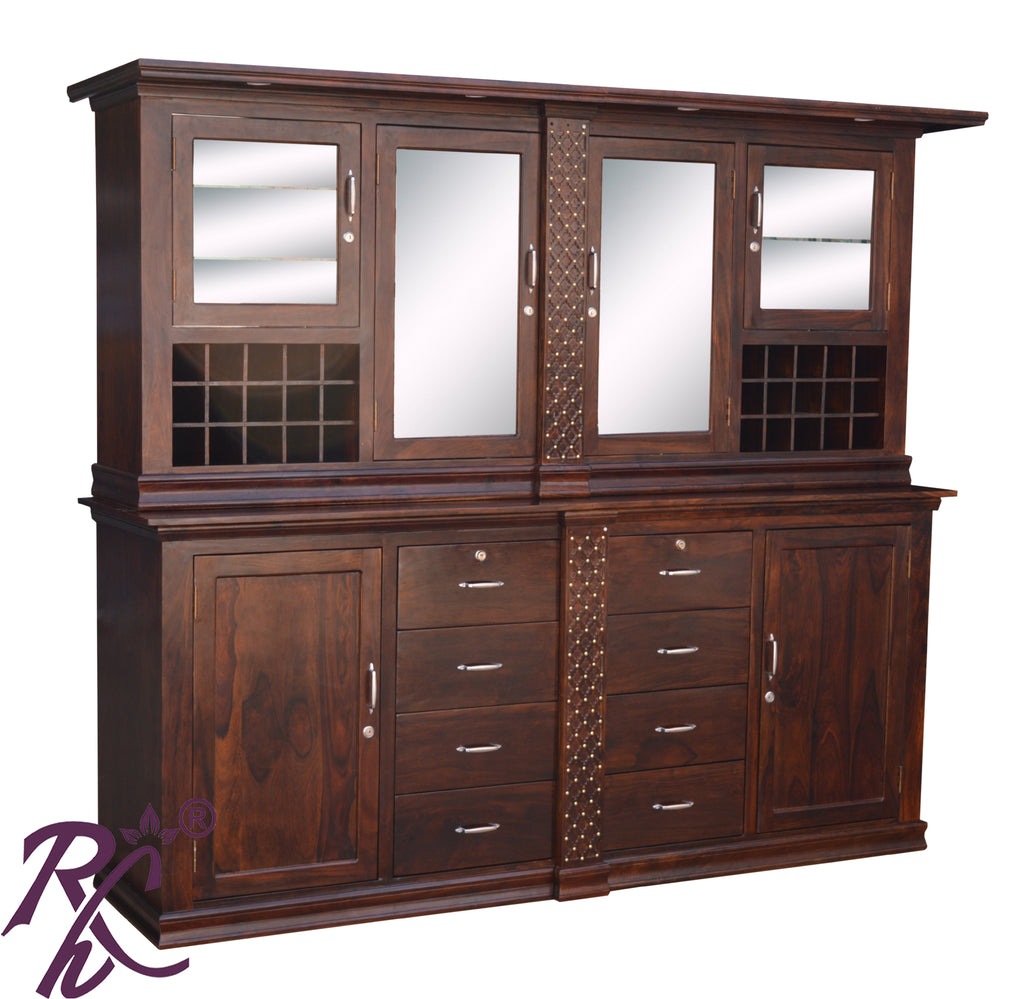 Solid Wood Jiksa Jali Design Bar Counter (Walnut )