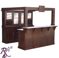 Solid Wood Jiksa Jali Design Bar Counter (Walnut )