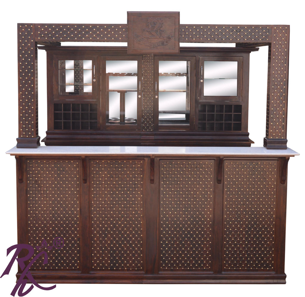 Solid Wood Jiksa Jali Design Bar Counter (Walnut )