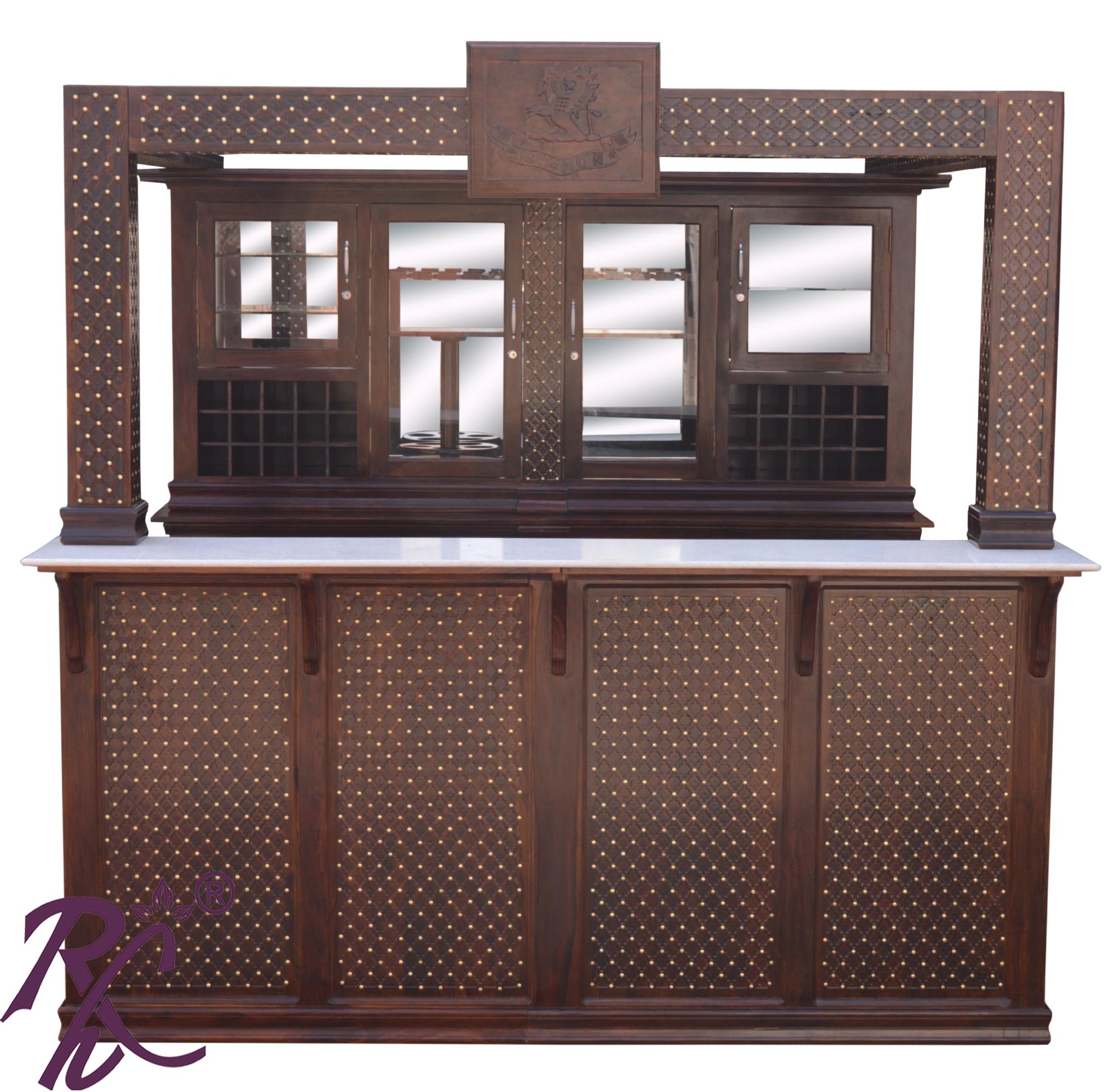 Solid Wood Jiksa Jali Design Bar Counter (Walnut )