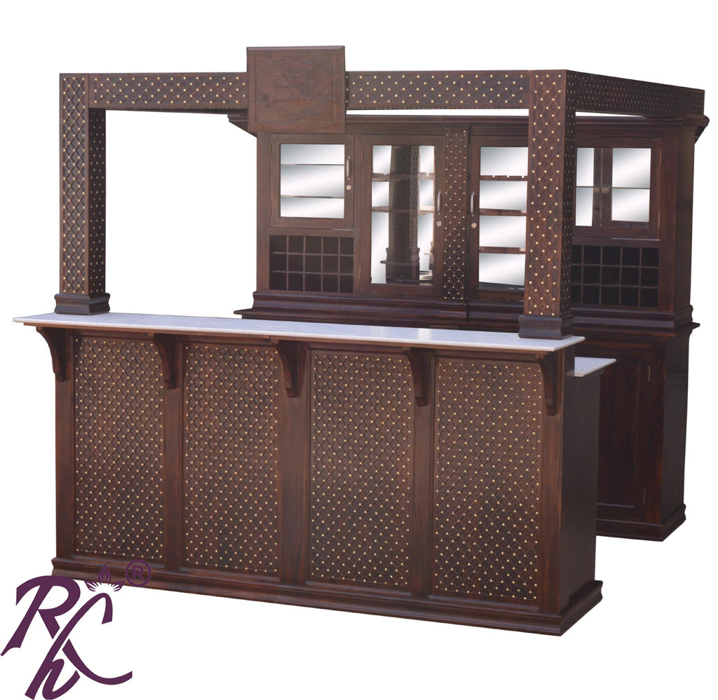 Solid Wood Jiksa Jali Design Bar Counter (Walnut )