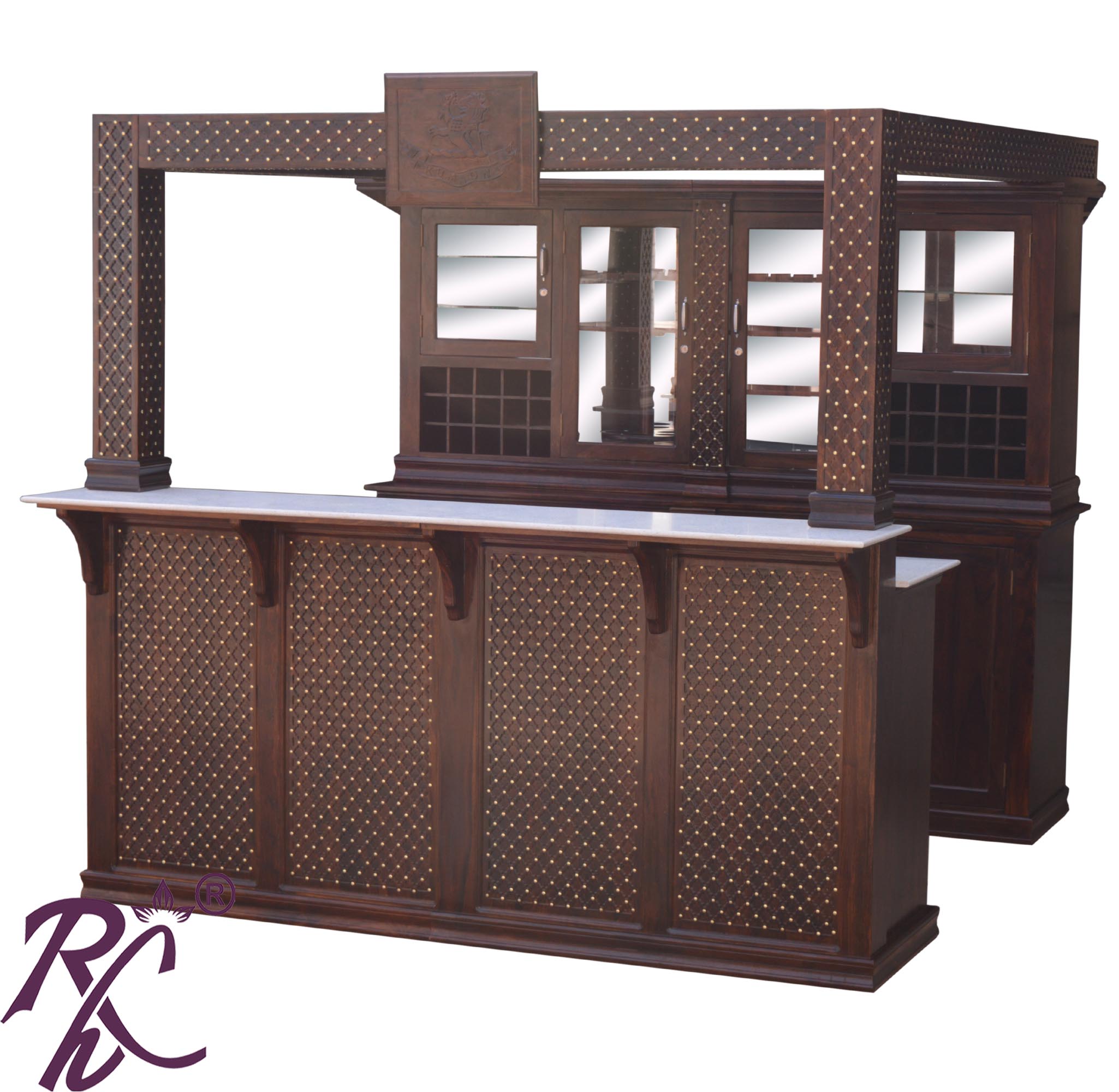 Solid Wood Jiksa Jali Design Bar Counter (Walnut )