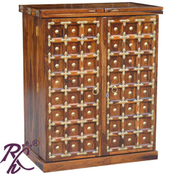 Solid Wood Brass L+T Work Bar Cabinet