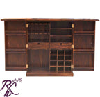 Solid Wooden Wood Bakhra Design Bar Cabinet