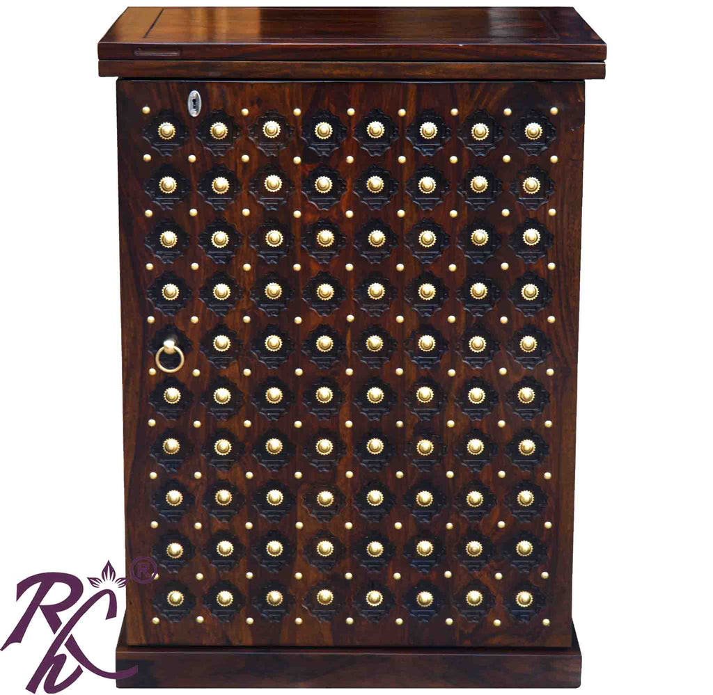 Solid Wooden Wood Bakhra Door Design Small Bar Cabinet