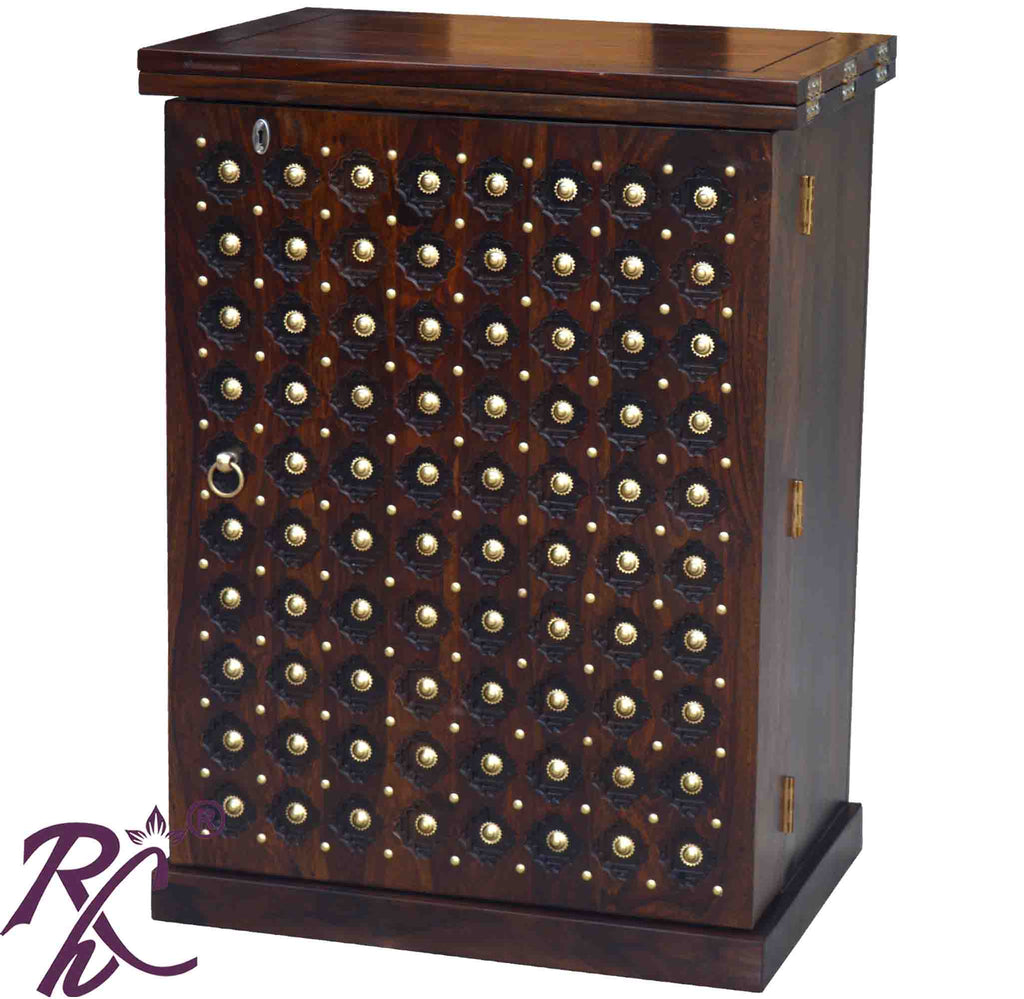Solid Wooden Wood Bakhra Door Design Small Bar Cabinet