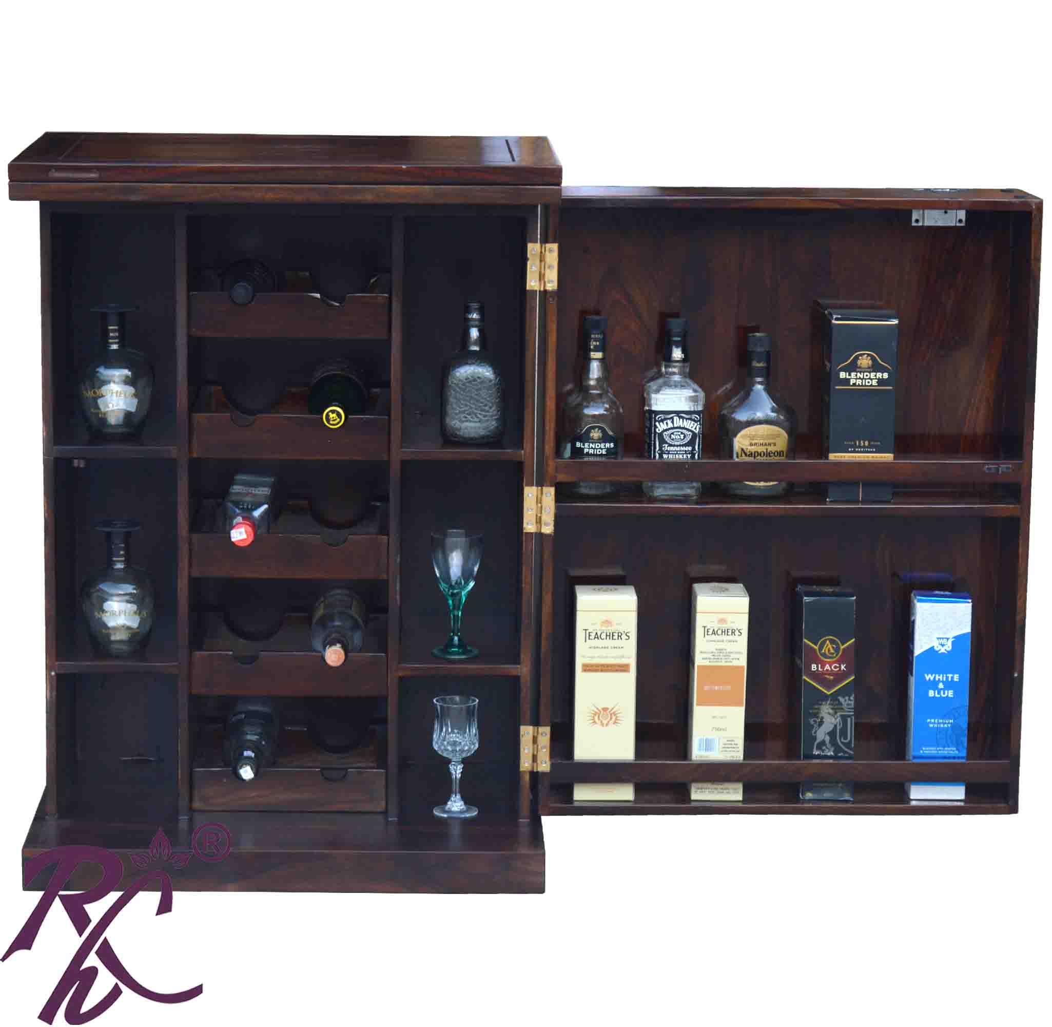 Solid Wooden Wood Bakhra Door Design Small Bar Cabinet