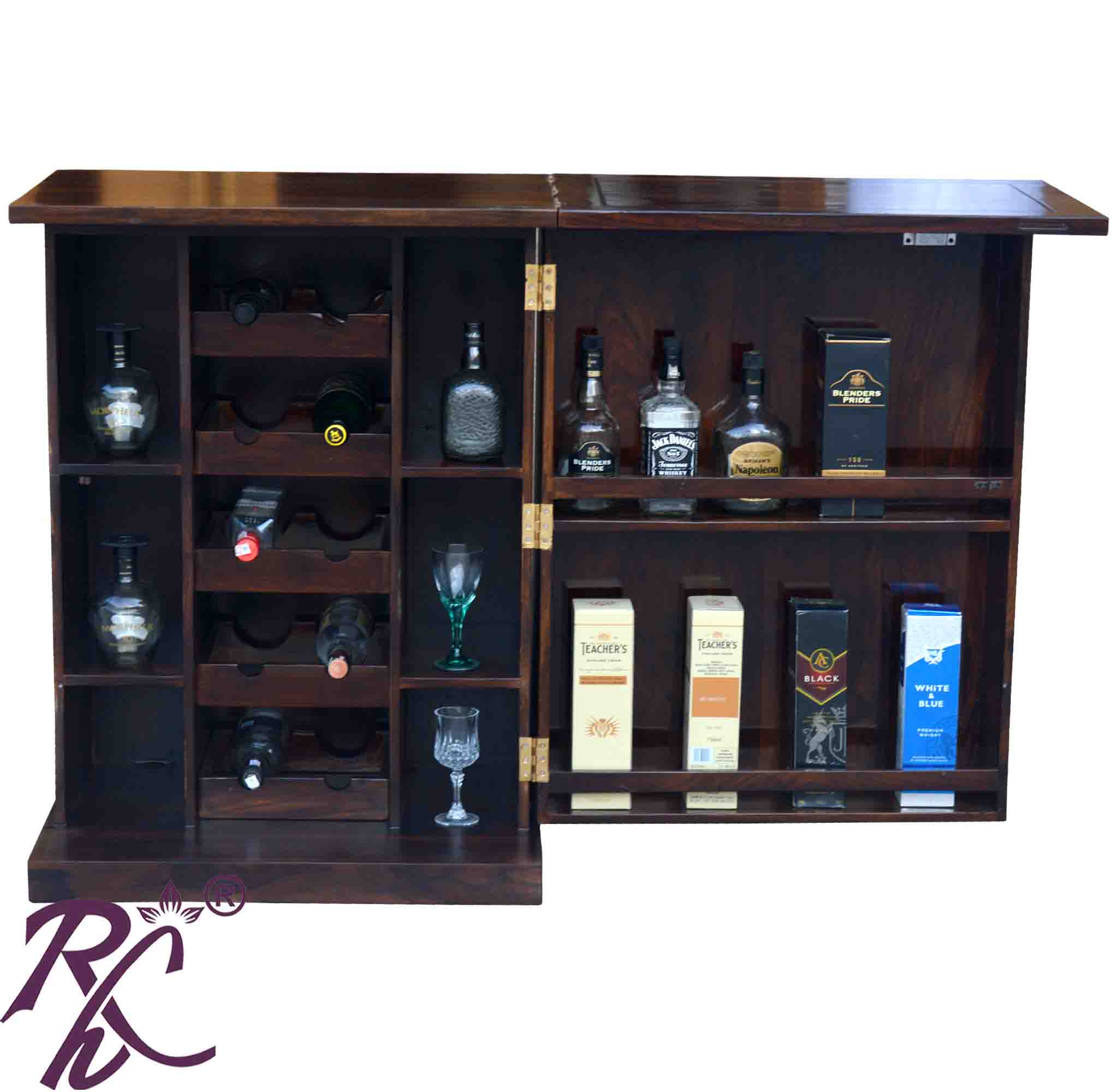 Solid Wooden Wood Bakhra Door Design Small Bar Cabinet