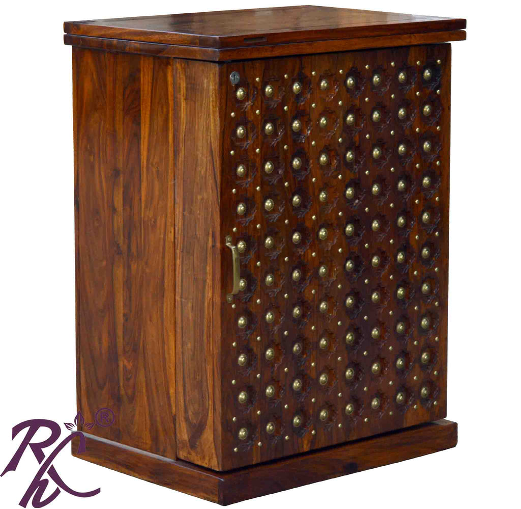 Solid Wooden Wood Bakhra Door Design Small One Door Bar Cabinet