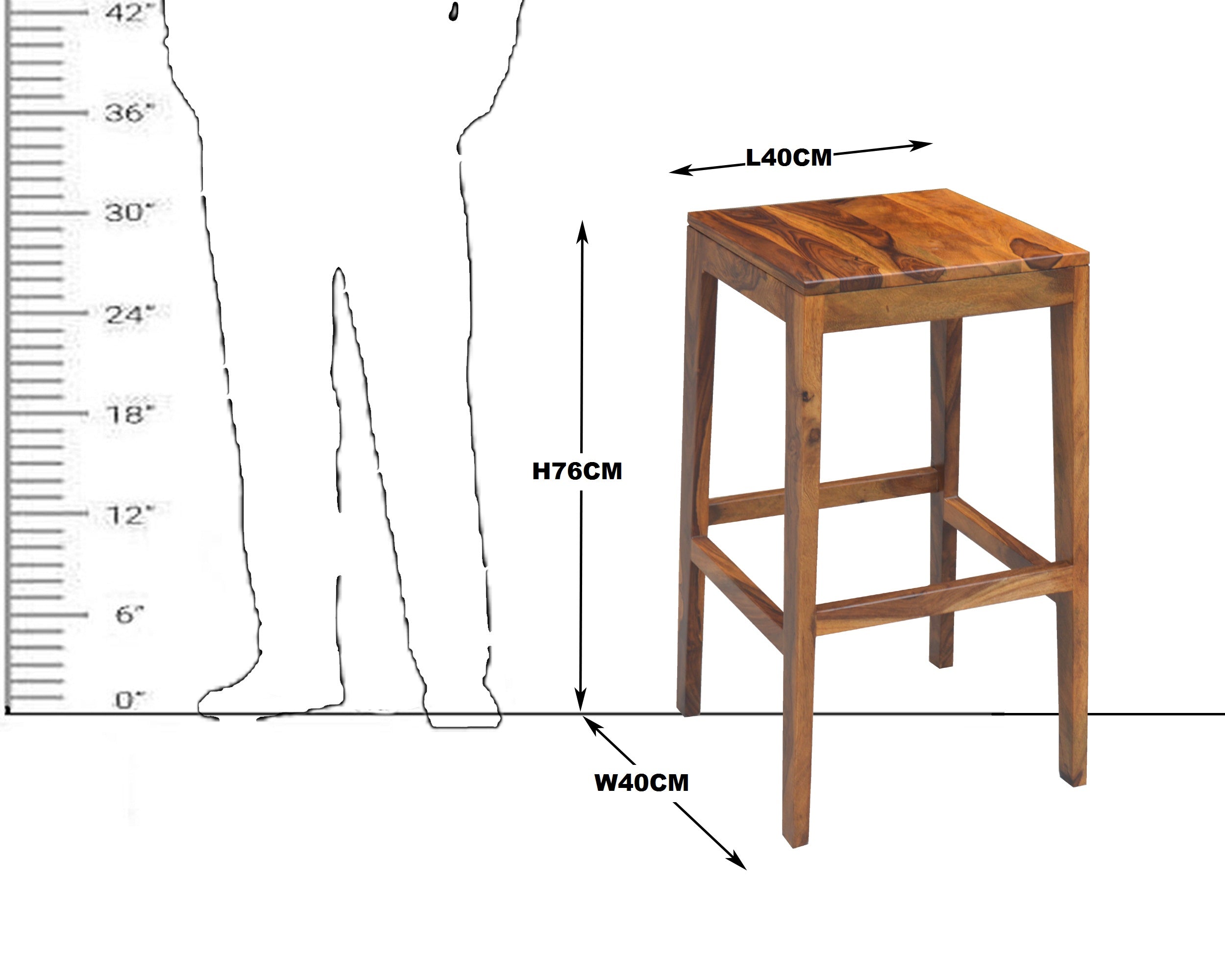 Solid Wood Bar Stool Wooden Top