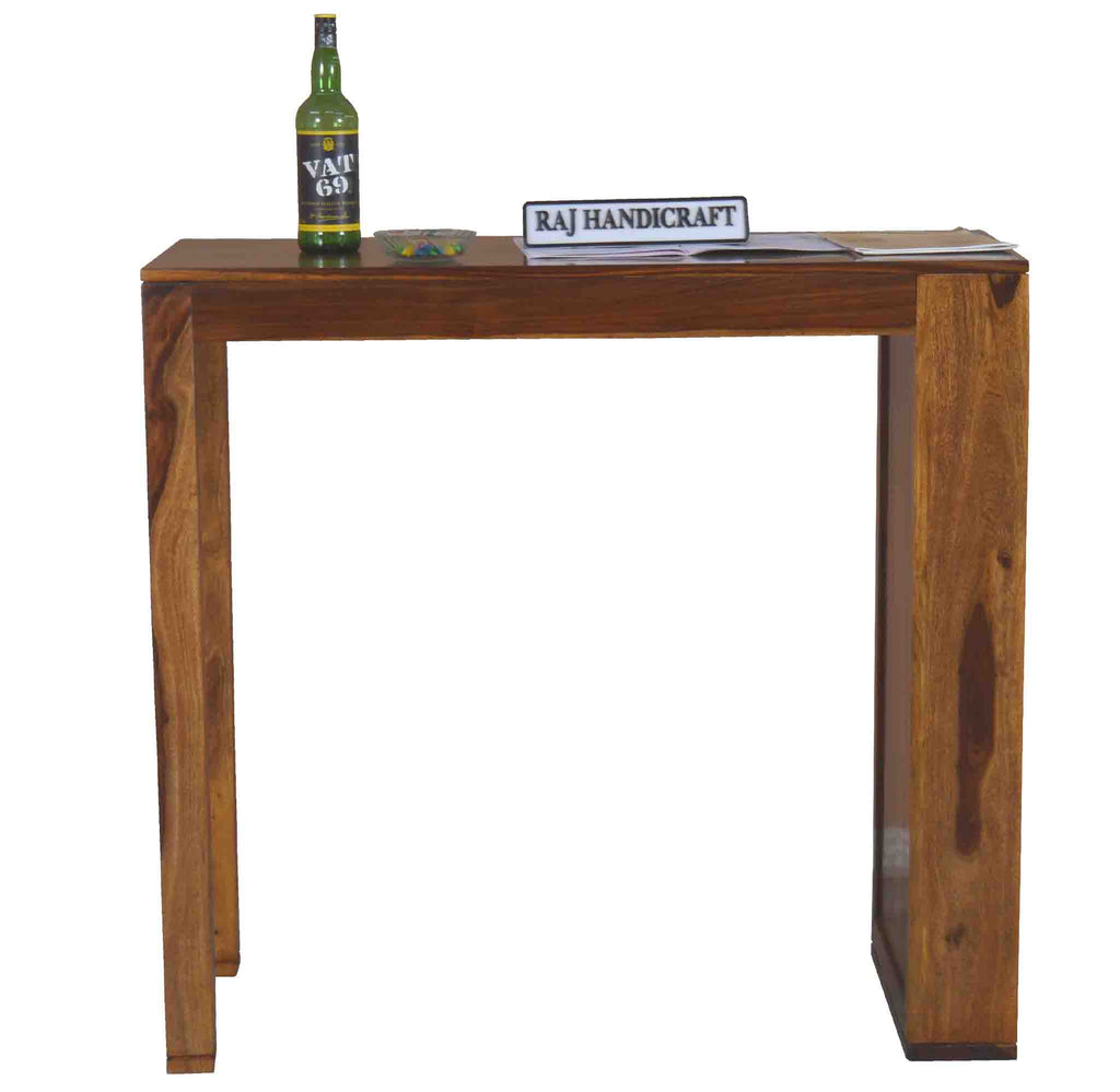 Solid Wood Bar Table Side Bottele Shelf