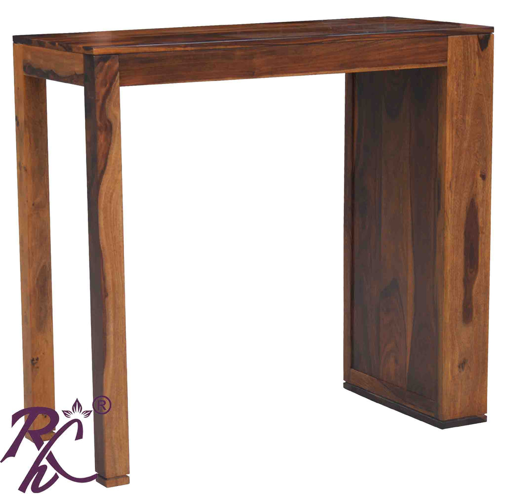 Solid Wood Bar Table Side Bottele Shelf