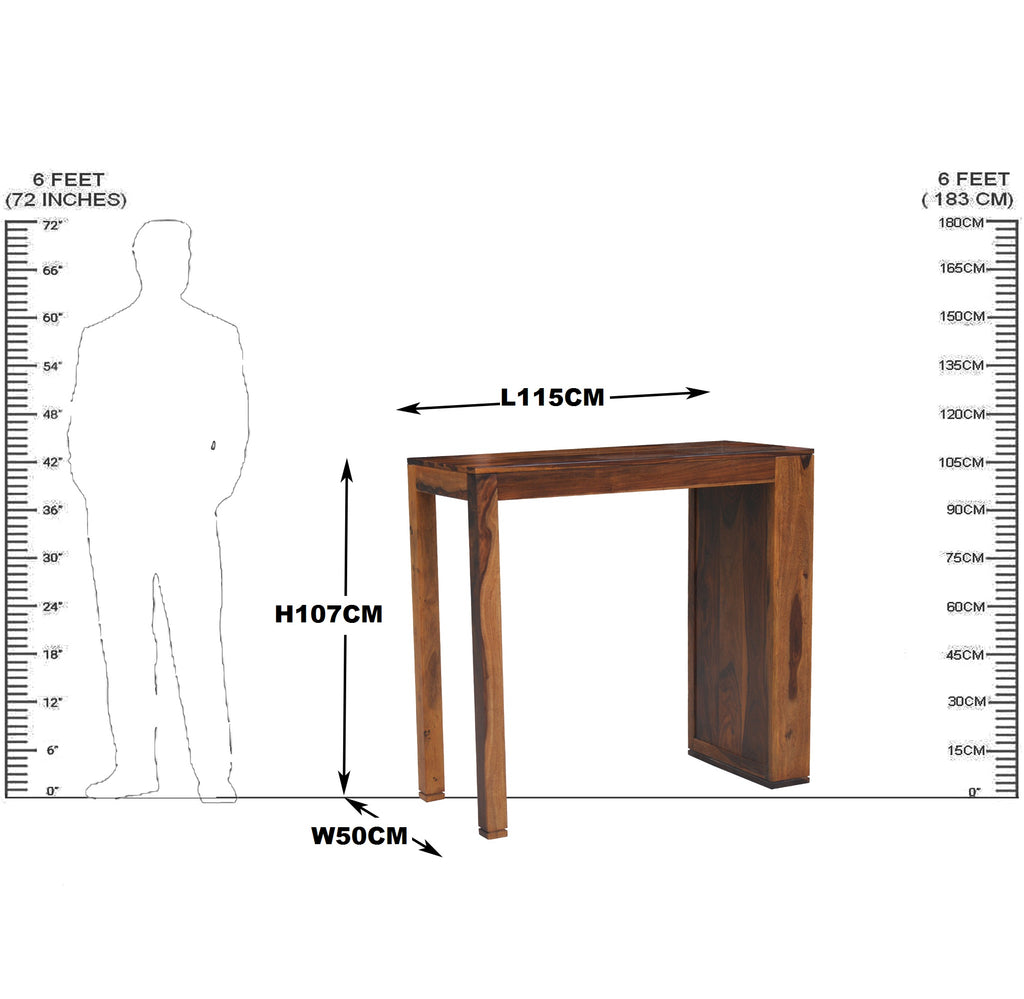 Solid Wood Bar Table Side Bottele Shelf