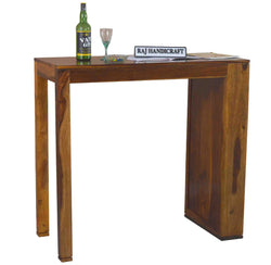 Solid Wood Bar Table Side Bottele Shelf
