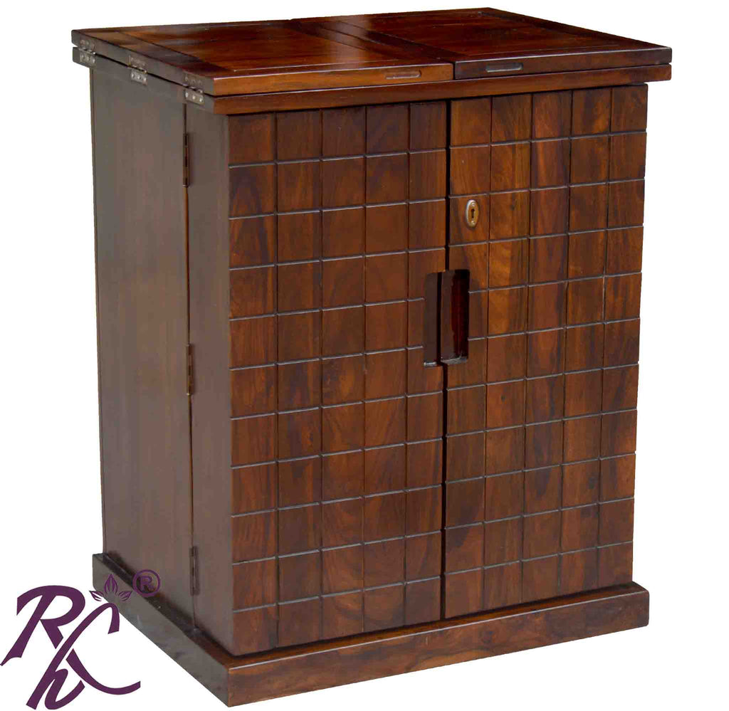 Solid Wood Small 2 Door Bar Cabinet