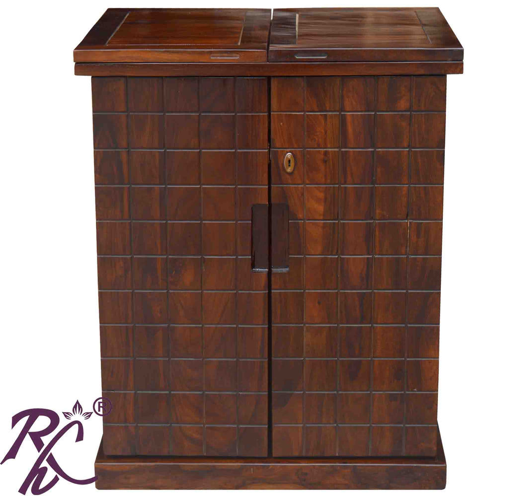 Solid Wood Small 2 Door Bar Cabinet
