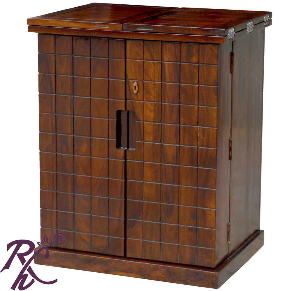 Solid Wood Small 2 Door Bar Cabinet