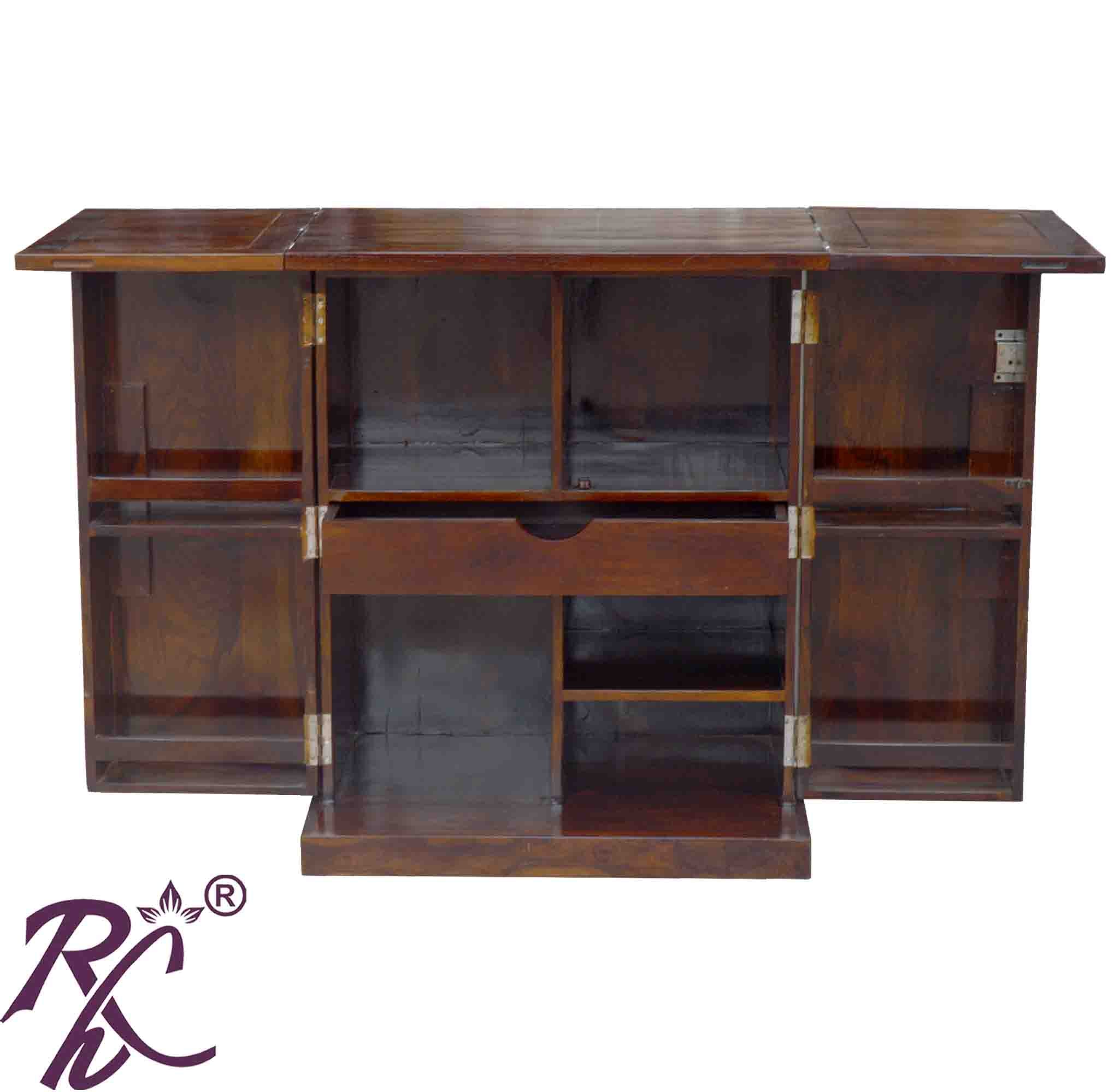 Solid Wood Small 2 Door Bar Cabinet