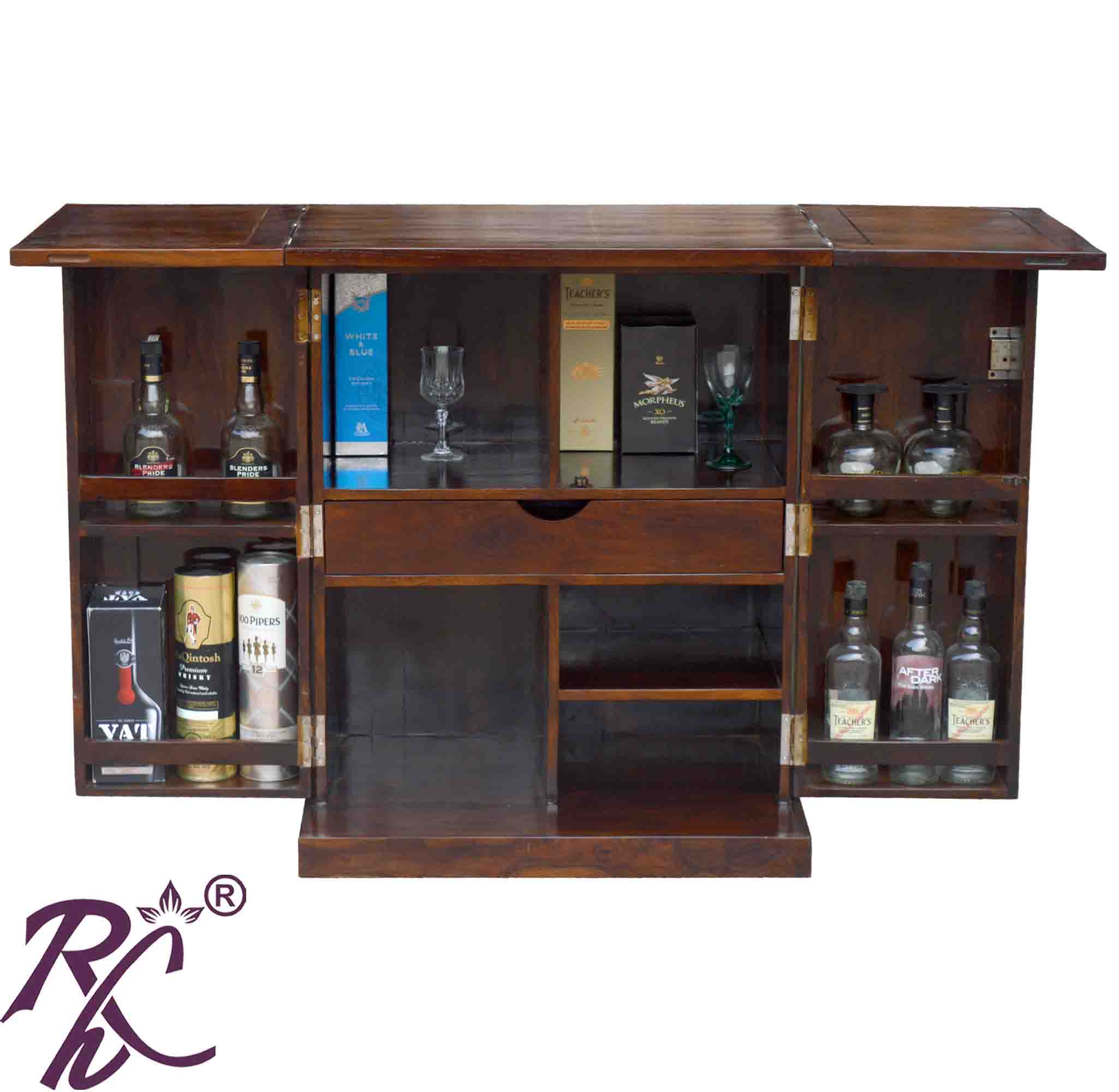 Solid Wood Small 2 Door Bar Cabinet