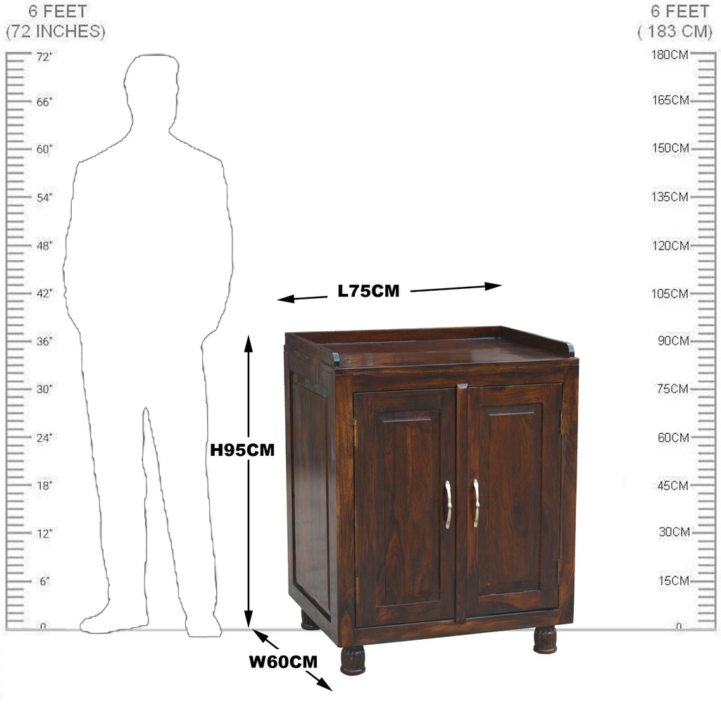 Solid Sheesham Wood 2 Doors Sideboard Cabinet