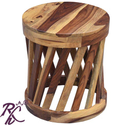 Solid Wood Wooden Stripe Design Lamp Table | Lamp Side Table | Side End Table