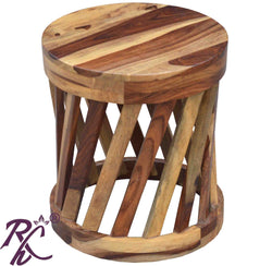 Solid Wood Wooden Stripe Design Lamp Table | Lamp Side Table | Side End Table