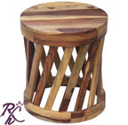 Solid Wood Wooden Stripe Design Lamp Table | Lamp Side Table | Side End Table