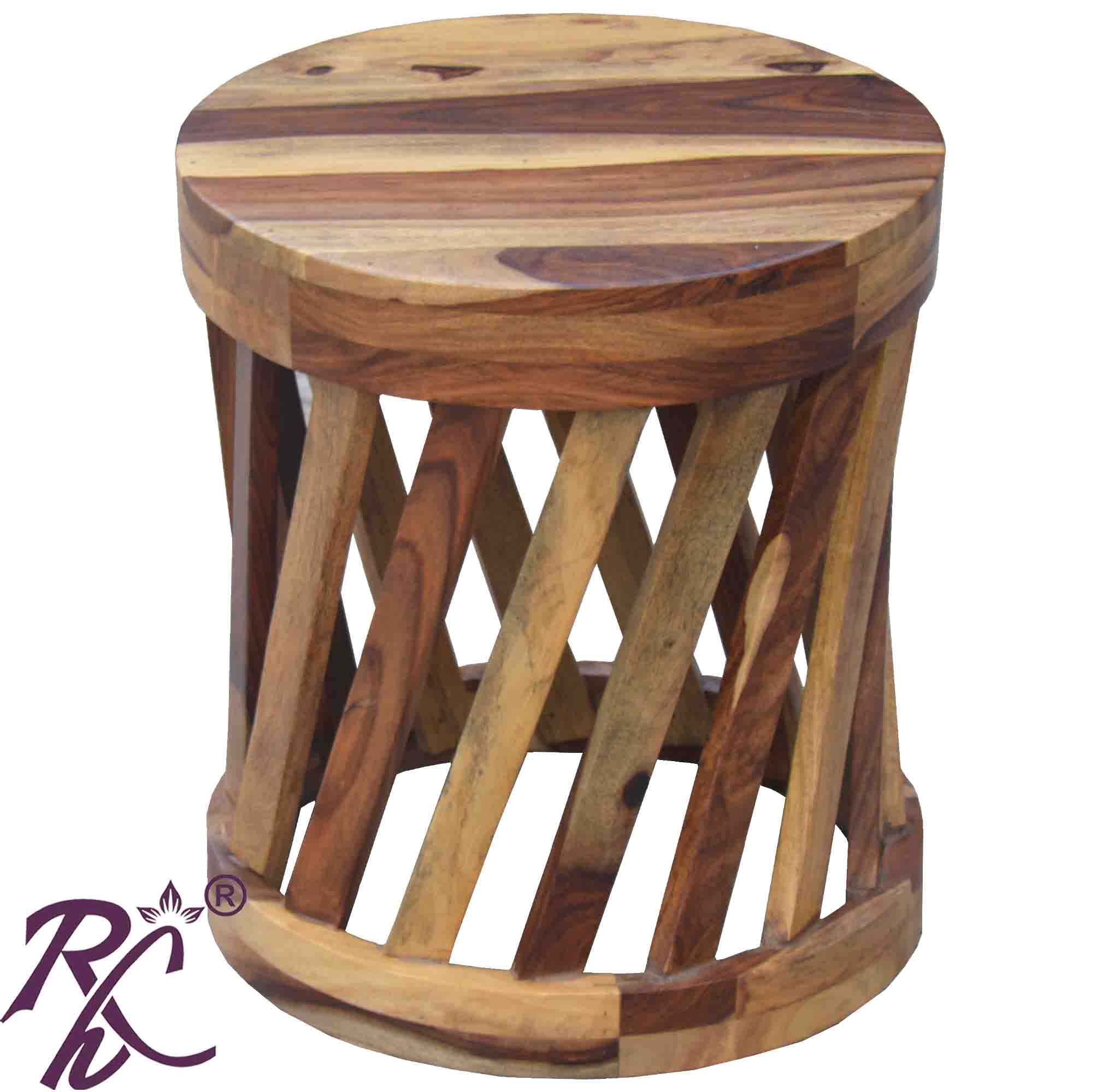Solid Wood Wooden Stripe Design Lamp Table | Lamp Side Table | Side End Table